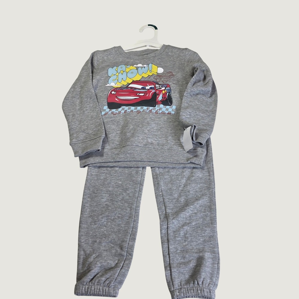 Disney Pixar Cars Lightning McQueen Gray Fleece Sweatshirt Joggers Set 4T